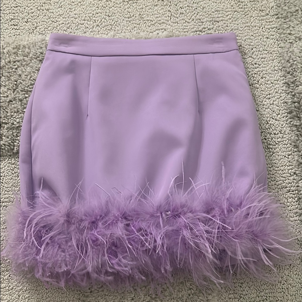 Purple Feather Trim Skirt